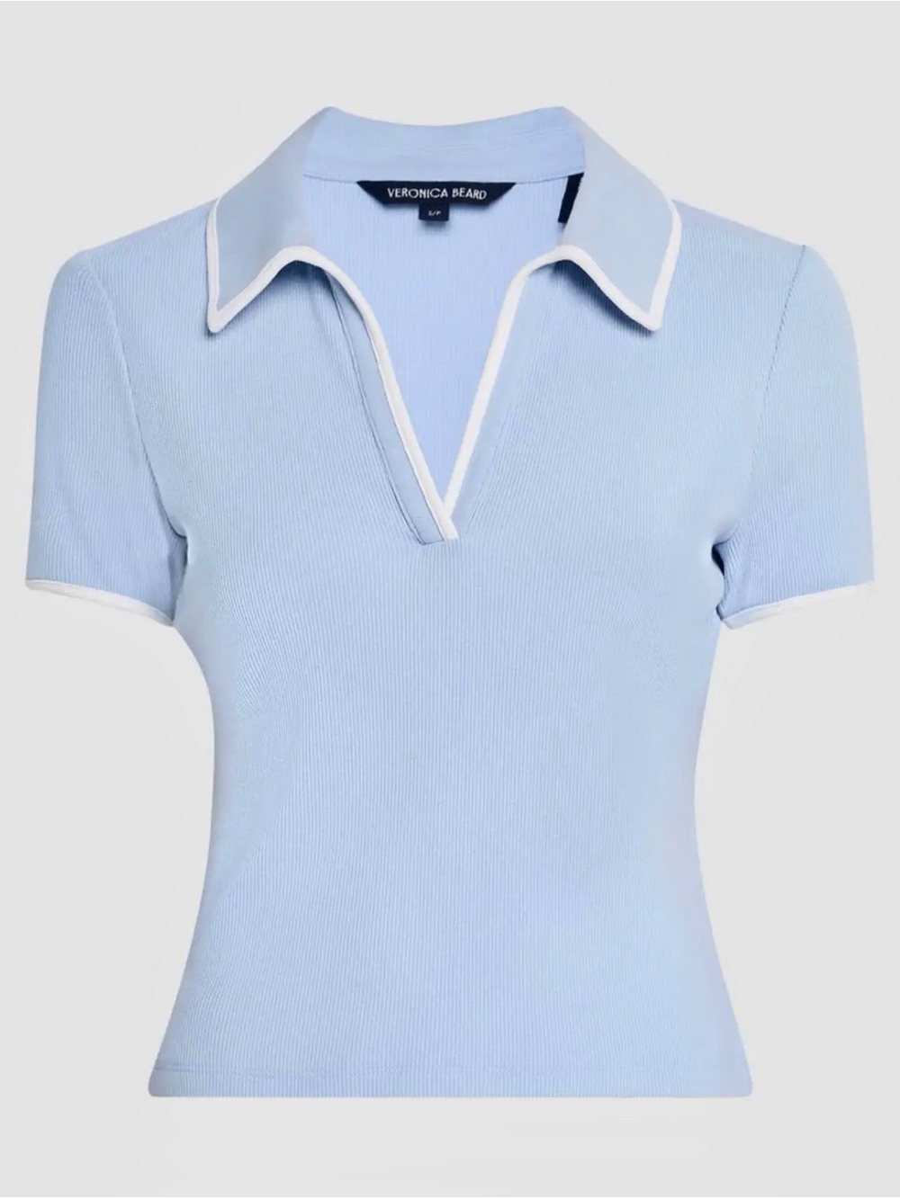 Veronica Beard Kearney Bluebell Polo with White Trim-size L
